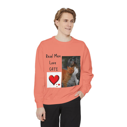 Real Men Love Cats Sweatshirt – Cozy Unisex Garment-Dyed Pullover