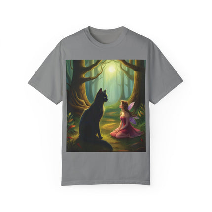 Whimsical Fairy & Cat Tee – Nature-Inspired Unisex Graphic Shirt
