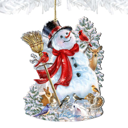 Old Worlds Snowman  Wooden Ornaments by Gelsinger - Christmas Santa Snowman Decor - 8161026-1624-4