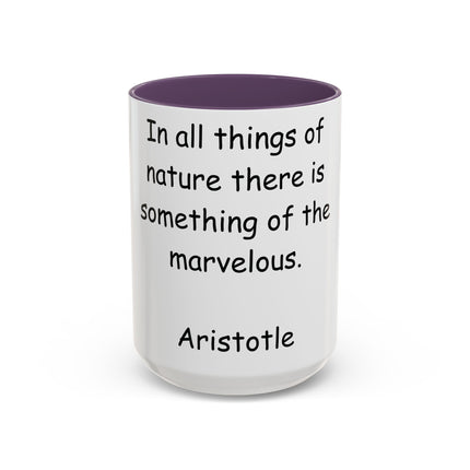 Aristotle Quote Accent Mug – 15oz Ceramic Cup on Nature & Wonder