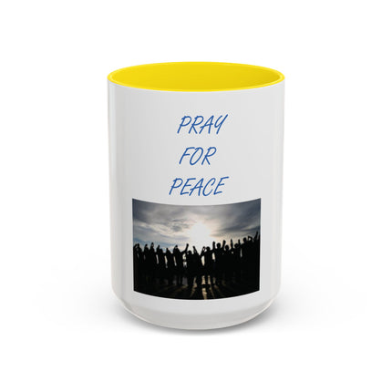 Pray for Peace Accent Coffee Mug — Inspirational Religious Prayer Mug (11/15oz)