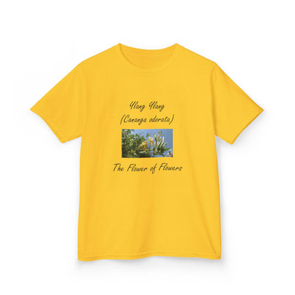 Ylang Ylang Kids Cotton Tee – “Flower of Flowers” Graphic Shirt