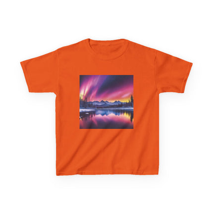 Kids Tee — Colorful Northern Lights Mountain Print