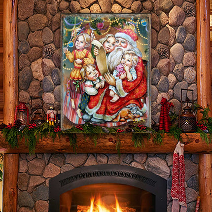 Wish List Santa Wooden Wall Art by G. DeBrekht - Christmas Santa Snowman Decor - 81291311B-1