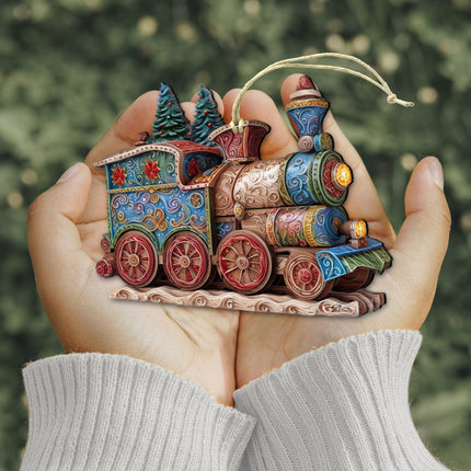 Christmas Train Wooden Ornaments by G. Debrekht - Christmas Decor - 8100198-2-4