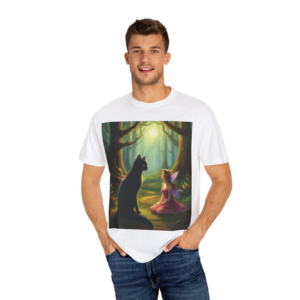 Whimsical Fairy & Cat Tee – Nature-Inspired Unisex Graphic Shirt