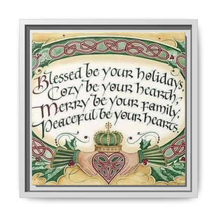 Framed Holiday Blessing Matte Canvas — "Blessed be your holidays" Celtic Wall Art