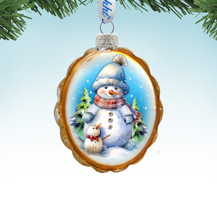 Snowman's family Mercury Glass Ornaments by G. Debrekht - Christmas Santa Snowman Decor - 776014-1