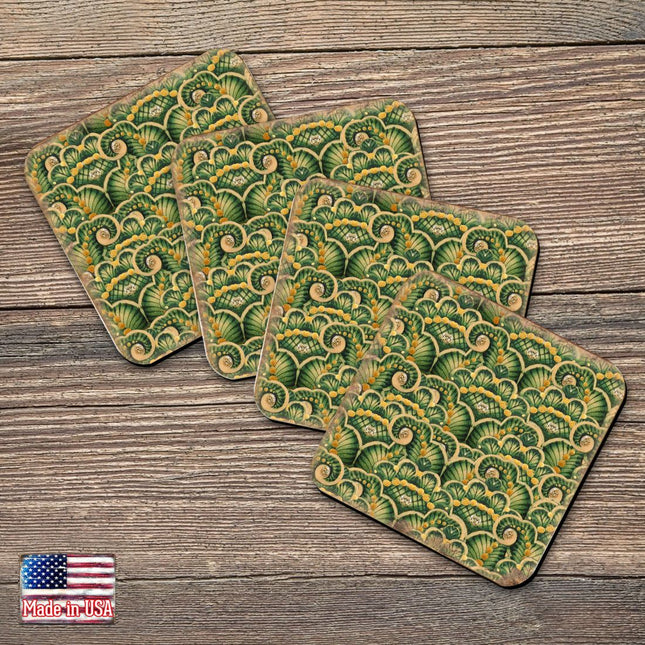 Floral Wooden Cork Coasters Gift Set of 4 by Nature Wonders - Nature Wildlife Decor  - 95021C-S4-0