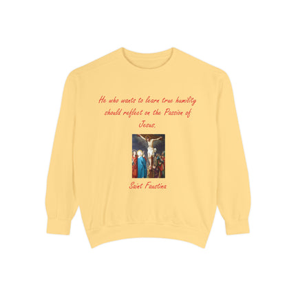Inspirational Saint Faustina Sweatshirt – Unisex Garment-Dyed Crewneck