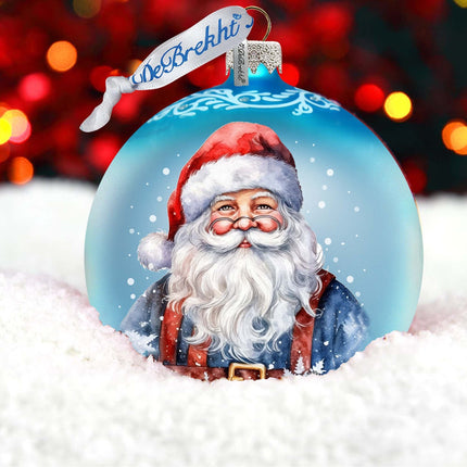 Santa's Magical Presence Ball Glass Ornament by G. Debrekht - Christmas Santa Snowman Decor - 73375-4