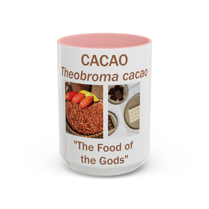 Cacao Accent Mug – “Food of the Gods”, 15oz Ceramic