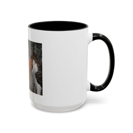 Coffee Mug — "Real Men Love Cats" Accent Ceramic Mug with Cat Photo (11/15 oz)