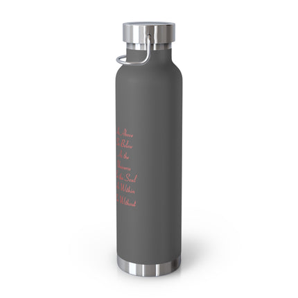 Inspirational Copper Insulated Water Bottle - 22oz, Motivational Quote Design