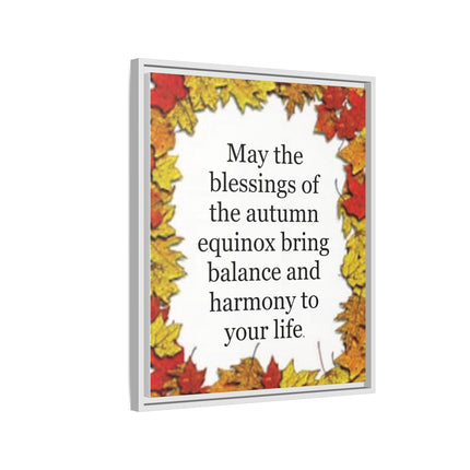 Autumn Equinox Blessing Framed Canvas — Fall Leaves Wall Art