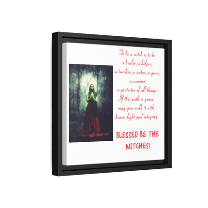 Blessed Be the Witches Framed Canvas Art — Witchy Inspirational Quote Wall Decor