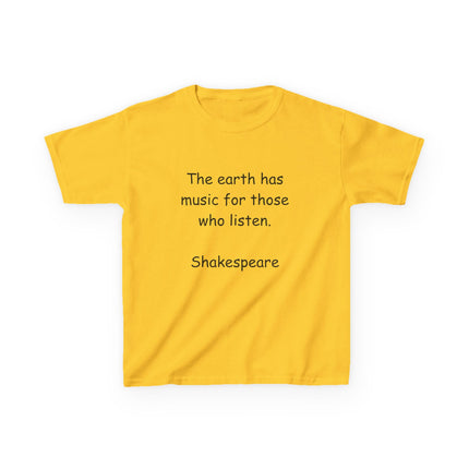 Kids Shakespeare Quote Tee – “The Earth Has Music” T-Shirt