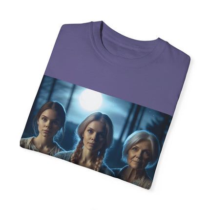 Mystical Sisterhood Tee – Garment-Dyed Shirt of Triple Goddess