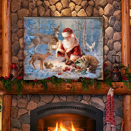 Abundance of Joy Art Wooden Wall Art by D Gelsinger - Christmas Santa and Snowman Decor - 95601B-0104-0