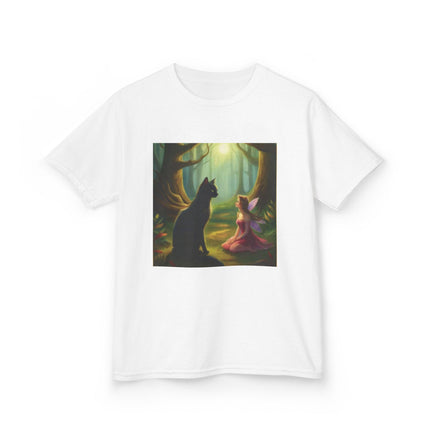 Kids Tee — Fairy Princess and Cat Forest Illustration