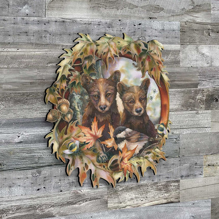 Simple Joys Black Bear Cubs with Bees Wall Art by J. Bergsma - Wildlife Holiday Decor - 8591850W-JB-4