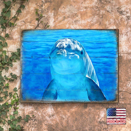 Speers Dolphin Wood Wooden Coastal Wall Art by Nature Wonders - Coastal Sea-Life Decor - 95261B-1