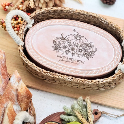 Bread Warmer & Basket - Pumpkin Oval-2