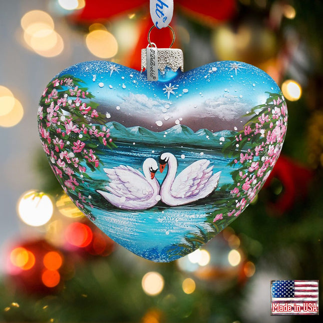 Swan Heart Glass Ornament by G. DeBrekht - Christmas Decor - 73433-0