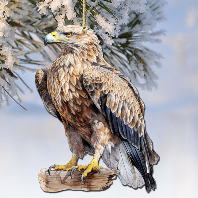 White-tailed Eagle Wooden Ornaments by G.Debrekht - Wildlife Holiday Decor - 8710101-1-0
