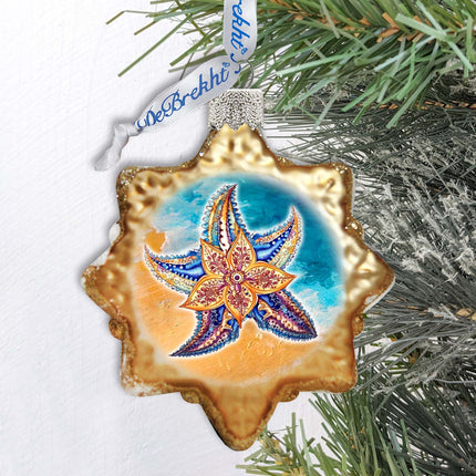 Coastal Christmas Ornaments - Mosaic Starfish Keepsake Glass Ornaments by G. Debrekht - Christmas Decor - 777410-2