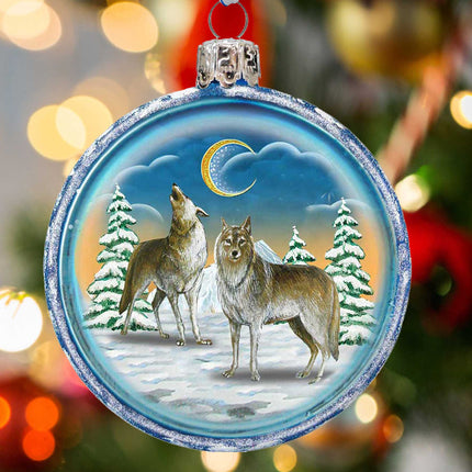 Wolves Glass Ornament by G. DeBrekht - Christmas Santa Snowman Decor - 759-011-0