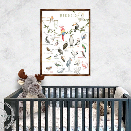 Nature Birds Wooden Wall Decor - Kids room decor - First day of school gift - ABC 123 Kids - Homeschool I Educational Poster - Art for kids - Alphabet - Classroom Decor - 310214-3