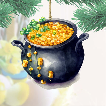 Irish Pot of Gold Wooden Ornaments by G. DeBrekht Easter Spring Decor - 8652776-1
