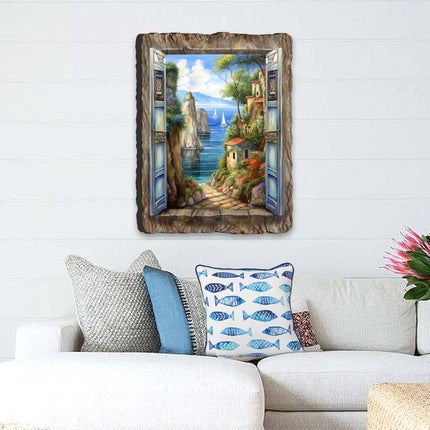 Seaside Town Window Wall Art by G. DeBrekht Coastal Decor - 8492105W-3