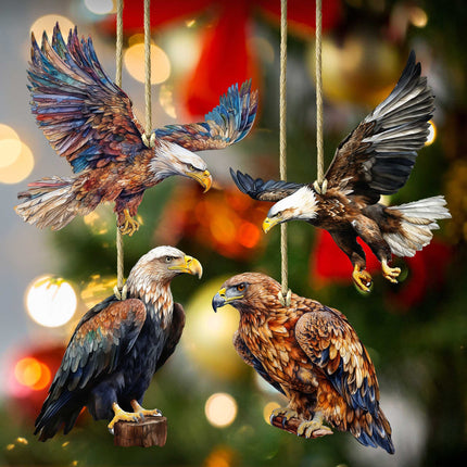 Alaskan Eagles Wooden Ornaments Set of 3 by G. Debrekht - Wildlife Holiday Decor - 8091321S4-0