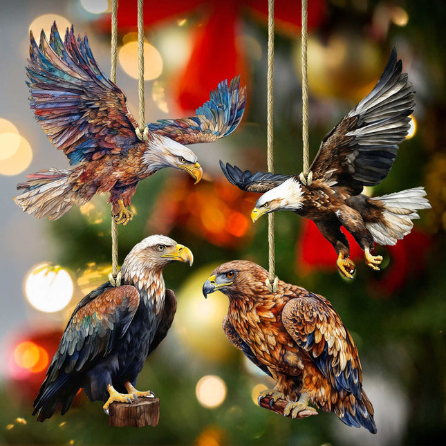 Alaskan Eagles Wooden Ornaments Set of 3 by G. Debrekht - Wildlife Holiday Decor - 8091321S4-0