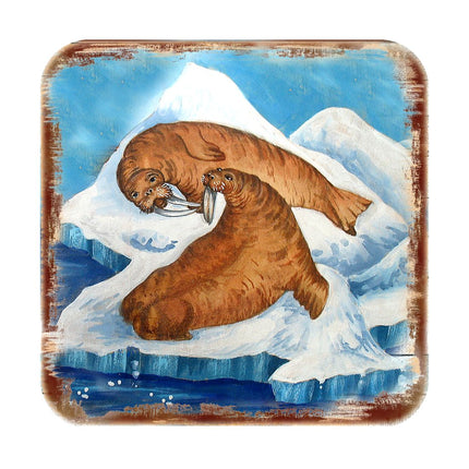 Sea Lions Wooden Cork Coasters Gift Set of 4 by Nature Wonders - Nature Wildlife Decor  - 95377C-S4-3