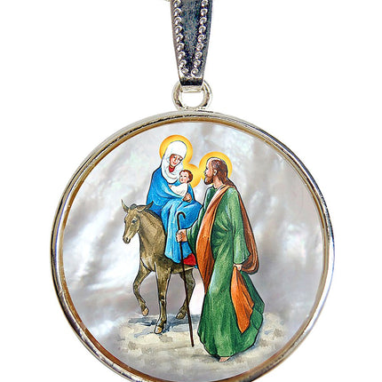 Flight to Egypt Silver Plated Mother of Pearl Jewelry Necklace - 43016-1