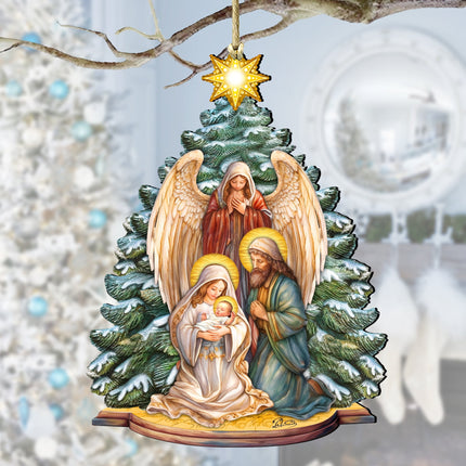 Holy Family Nativity Wooden Ornaments by G. DeBrekht Nativity Holiday Decor - 8611042-0