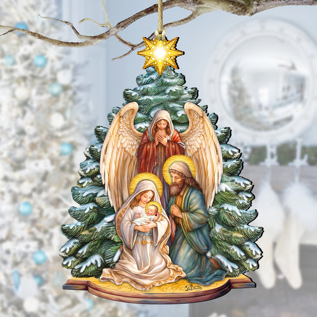 Holy Family Nativity Wooden Ornaments by G. DeBrekht Nativity Holiday Decor - 8611042-0