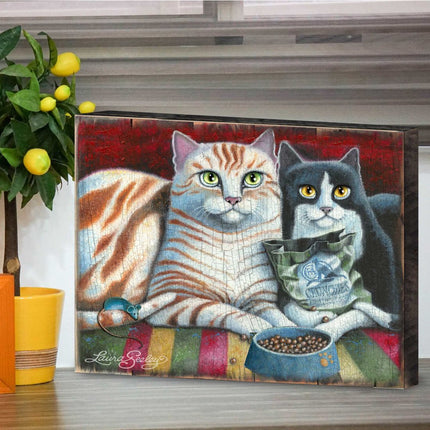 Kitty Cats Treat Wooden Wall Art by Laura Seeley - Pets Dog and Cats Decor - 8512113B-2