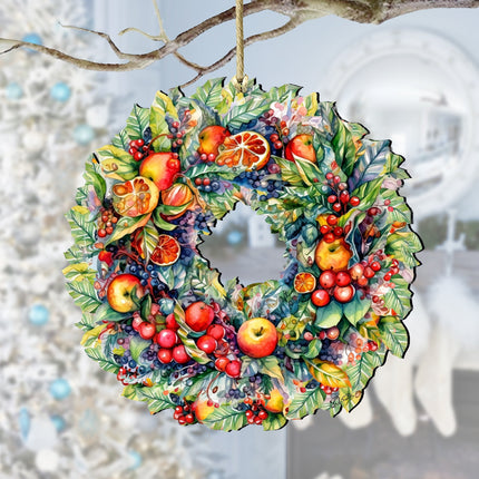 Summer Harvest Fruit Wreath Wooden Ornaments by G. Debrekht Christmas Decor - 8611071-0