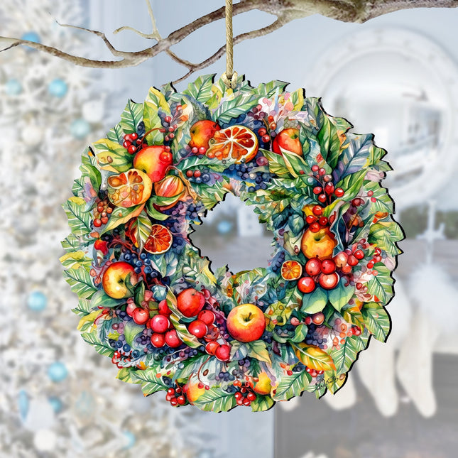 Summer Harvest Fruit Wreath Wooden Ornaments by G. Debrekht Christmas Decor - 8611071-0