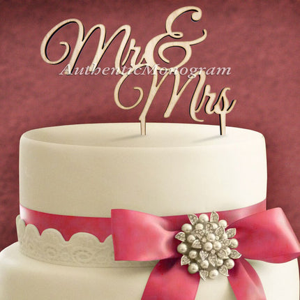 Wedding Cake Topper - Wooden Unpainted Cake Topper "Mr. & Mrs." Monogram, Wedding decor, Anniversary 94102-0