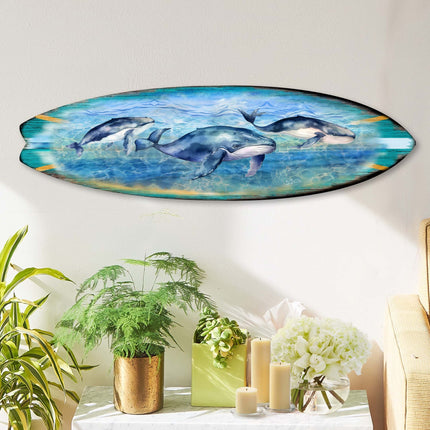 Whale's Harmony Surfboard Coastal Wall Art by G. DeBrekht - Coastal Holiday Decor - 8490114HS-1