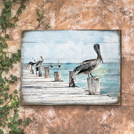 Pelican Wood Wooden Coastal Wall Art by Nature Wonders - Coastal Sea-Life Decor - 95252B-1