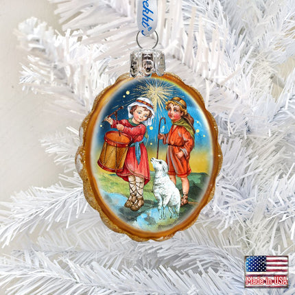Drummer and Shepherd Boy Mercury Glass Ornament by G. DeBrekht - Nativity Holiday Decor - 772074-1