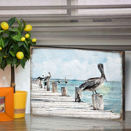 Pelican Wood Wooden Coastal Wall Art by Nature Wonders - Coastal Sea-Life Decor - 95252B-3