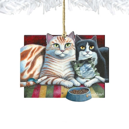 Dinner N Movie Cat Wooden Ornaments by Laura Seeley - Pets Dog and Cats Decor - 8512069-LS-4