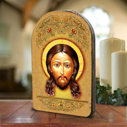 The Holy Face Wooden Gold Plated Religious Christian Sacred Icon - Inspirational Icon Decor - 86018-0